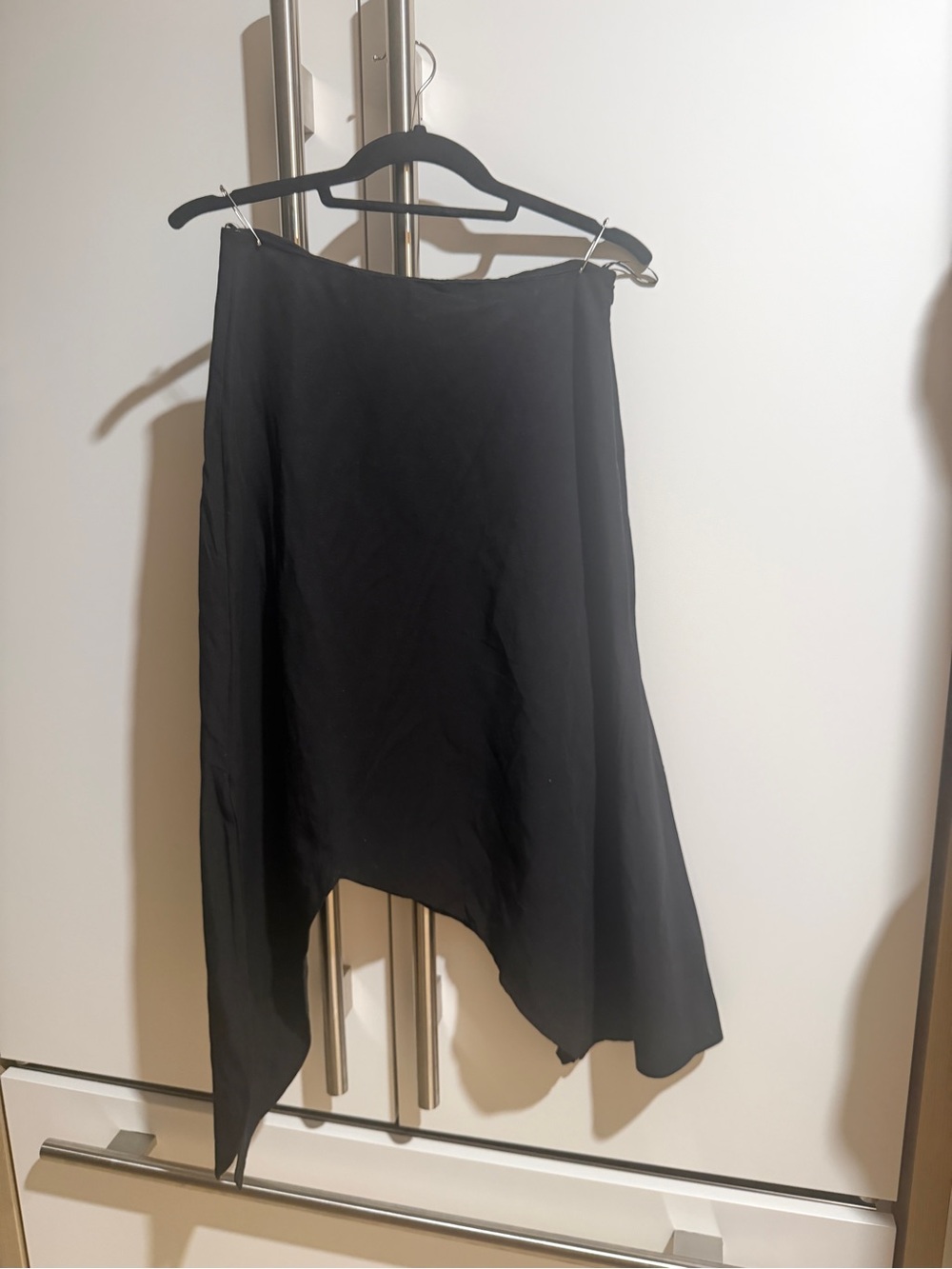 Zara Black Asymmetrical Hem Midi Skirt